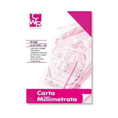 Carta Millimetrata 10 fogli 21 x 29,7 cm