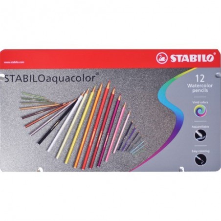 Matite Aquacolor 12 pz. Stabilo scat. Metallo