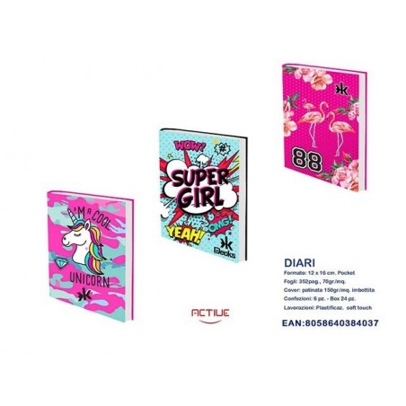 Diario Pocket Active Decks Girl 3 ass.